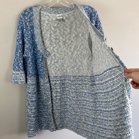 Chico’s Blue And White Heathered Cardigan Size 2(L) - Picture 11 of 11